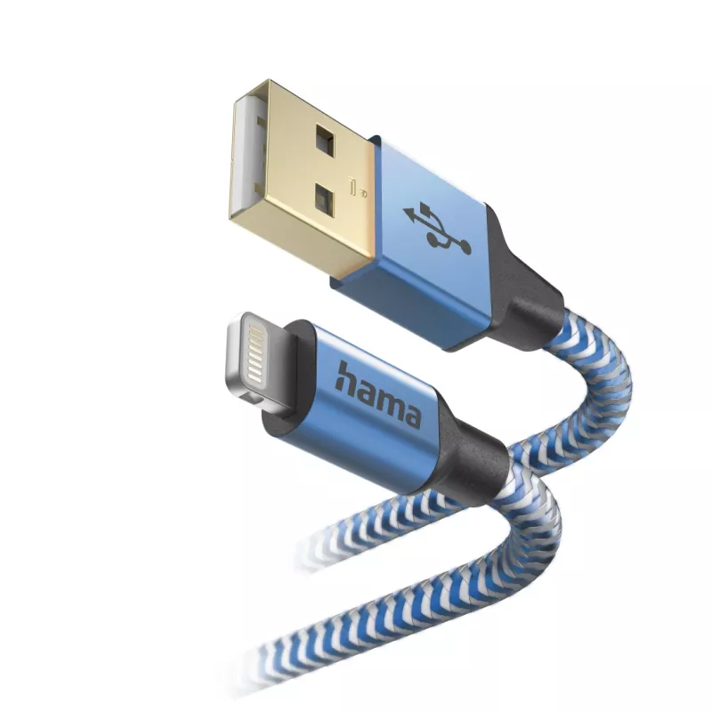 Kabel Hama Reflective 1,5 m Blau Lightning auf USB A 2,4 A
