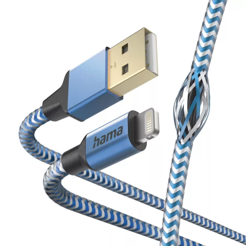 Kabel Hama Reflective 1,5 m Blau Lightning auf USB A 2,4 A