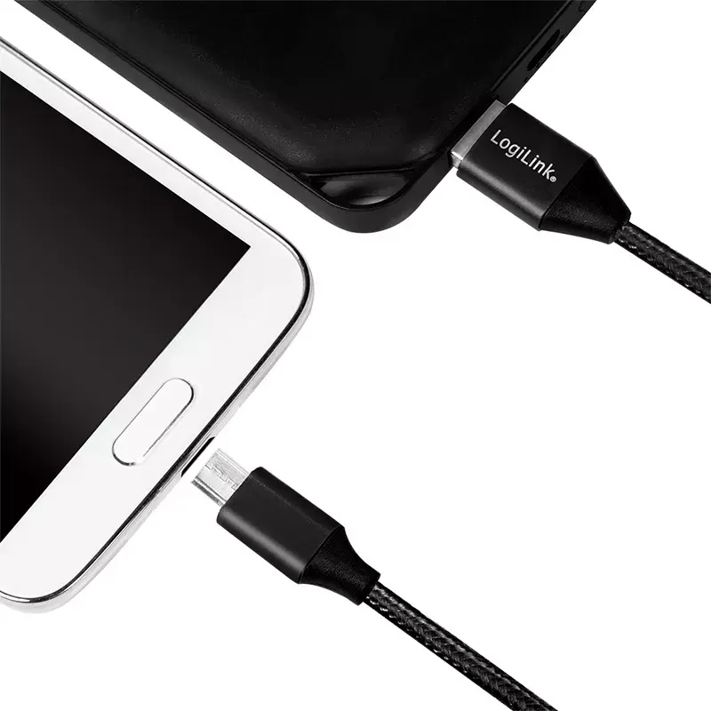 USB-Kabel LogiLink CU0143 USB 2.0 0,3 m USB A Micro-USB B Schwarz