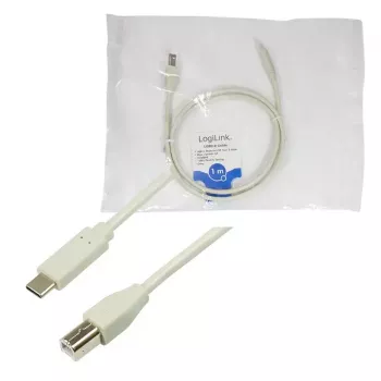 USB-Kabel LogiLink CU0160 USB 2.0 1m USB-C USB-B Weiß