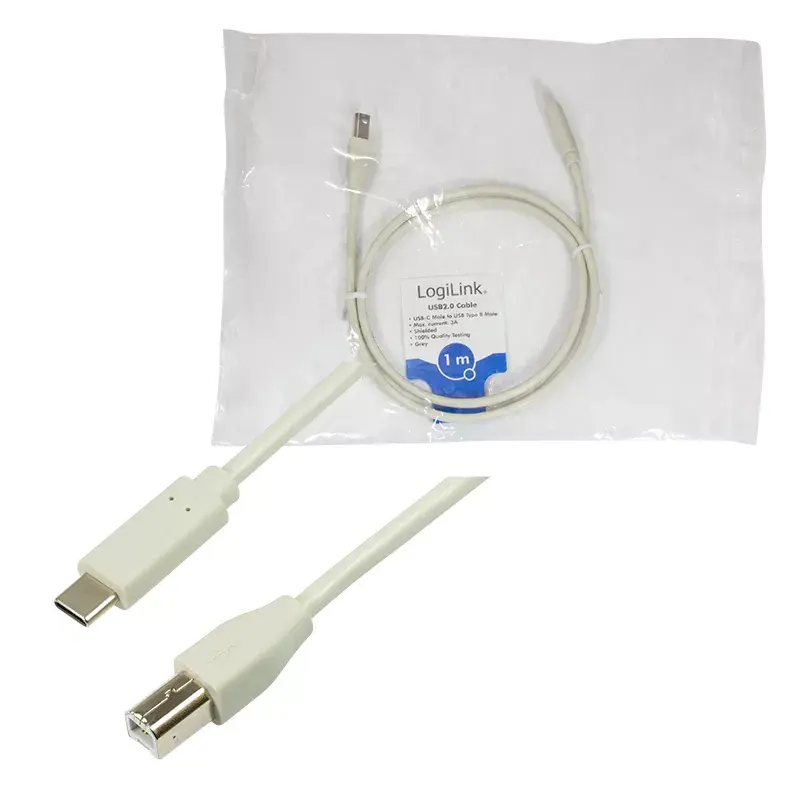 USB-Kabel LogiLink CU0160 USB 2.0 1m USB-C USB-B Weiß
