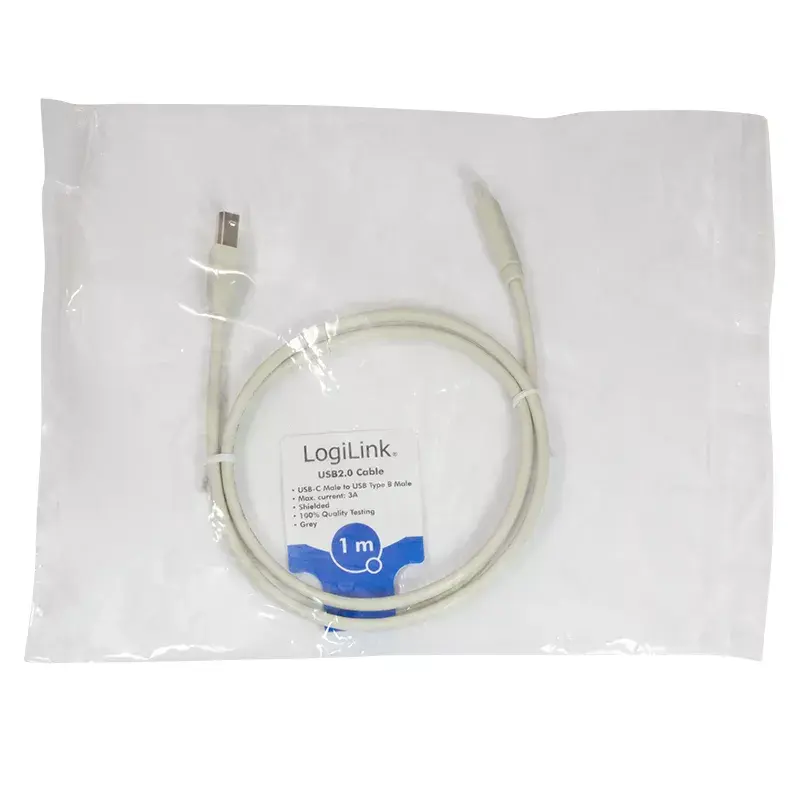 USB-Kabel LogiLink CU0160 USB 2.0 1m USB-C USB-B Weiß