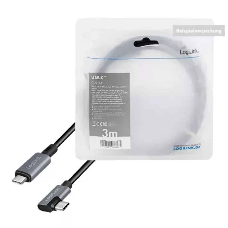 USB-Kabel LogiLink CU0183 2m USB-C Schwarz Silber USB 2.0