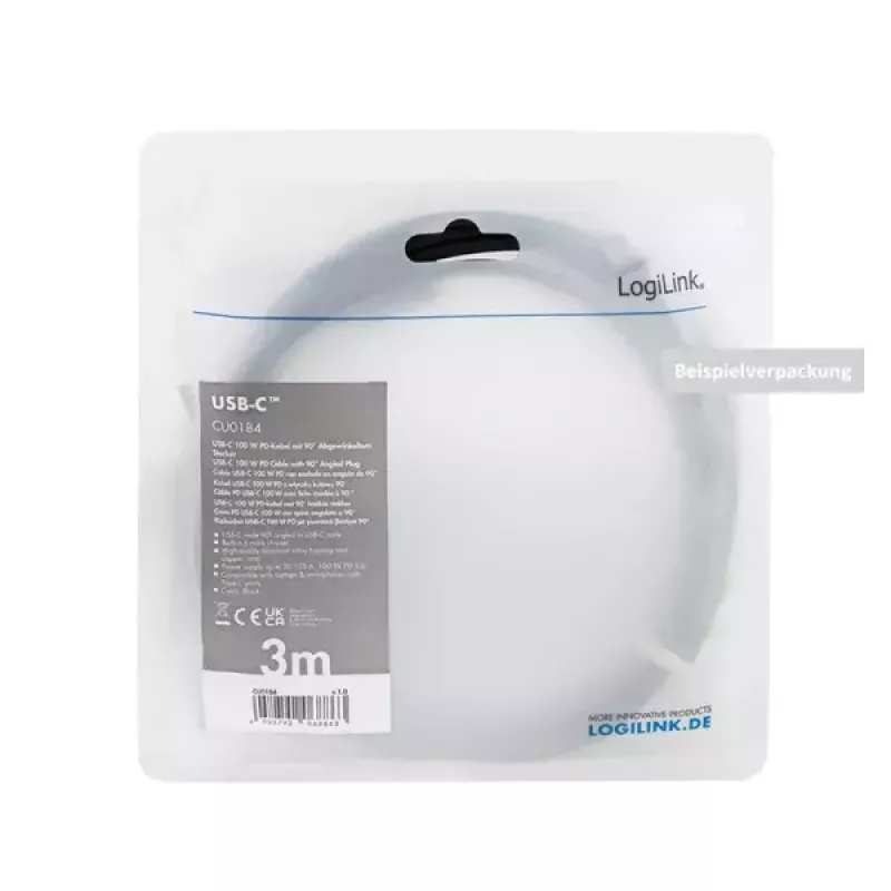 USB-Kabel LogiLink CU0183 2m USB-C Schwarz Silber USB 2.0