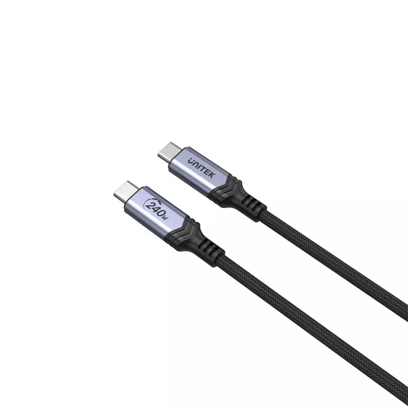 USB-C zu USB-C Kabel Unitek C14110GY-2M USB 3.2 Gen 1, 2 m, 5 A, 240 W, schwarz