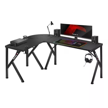 Eck-Gaming-Schreibtisch Huzaro Hero 6.3 Schwarz L-Form Carbonfaser-Oberfläche 1540×1170×740 mm
