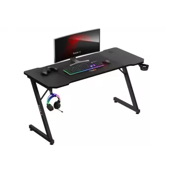 Ergonomischer Gaming-Schreibtisch huzaro Hero 3.3 Schwarz — gerader rechteckiger Tischplatte 1400x600 mm, 740 mm Höhe, 15 mm Tischplatte