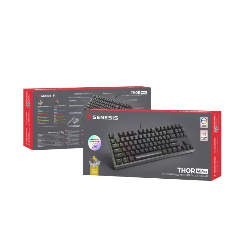 GENESIS Thor 404 TKL Tastatur Gaming USB QWERTY US International Schwarz