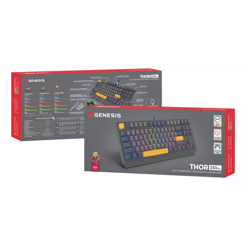 GENESIS Thor 230 TKL Tastatur Gaming USB QWERTY Englisch Blau