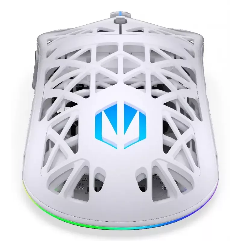 Kabellose Gaming-Maus ENDORFY LIV Onyx White — Bluetooth/2,4 GHz, 12000 DPI, beidhändig, aRGB-Beleuchtung, 6 Tasten, USB-A/USB-C-Kabel