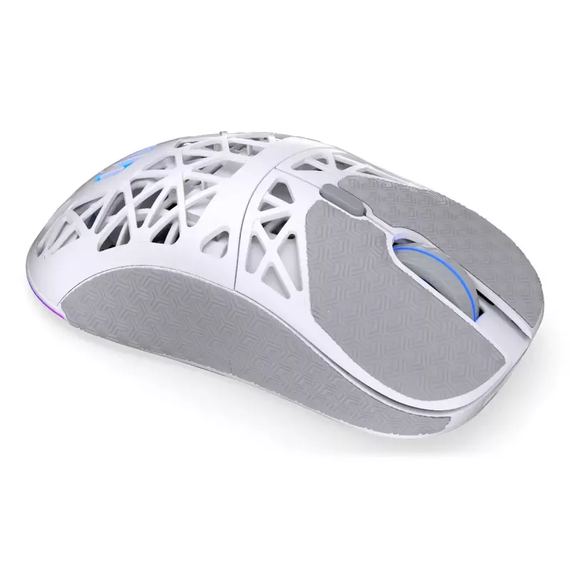 Kabellose Gaming-Maus ENDORFY LIV Onyx White — Bluetooth/2,4 GHz, 12000 DPI, beidhändig, aRGB-Beleuchtung, 6 Tasten, USB-A/USB-C-Kabel