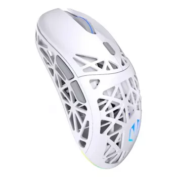 Kabellose Gaming-Maus ENDORFY LIV Onyx White — Bluetooth/2,4 GHz, 12000 DPI, beidhändig, aRGB-Beleuchtung, 6 Tasten, USB-A/USB-C-Kabel