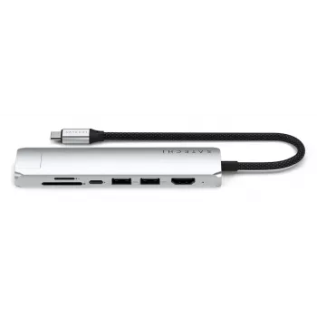 USB Type-C Hub Satechi ST-P7SS mit HDMI, USB 3.2 Gen 2, Gigabit Ethernet — 10000 Mbit/s, 4K@60Hz, Silber