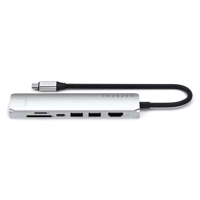 USB Type-C Hub Satechi ST-P7SS mit HDMI, USB 3.2 Gen 2, Gigabit Ethernet — 10000 Mbit/s, 4K@60Hz, Silber