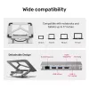 Laptop-Ständer Unitek D1109A – verstellbarer Aluminium-Ständer mit USB-C-Hub, HDMI, Gigabit-Ethernet (geeignet für 14–17 Zoll)