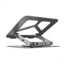 Laptop-Ständer Unitek D1109A – verstellbarer Aluminium-Ständer mit USB-C-Hub, HDMI, Gigabit-Ethernet (geeignet für 14–17 Zoll)