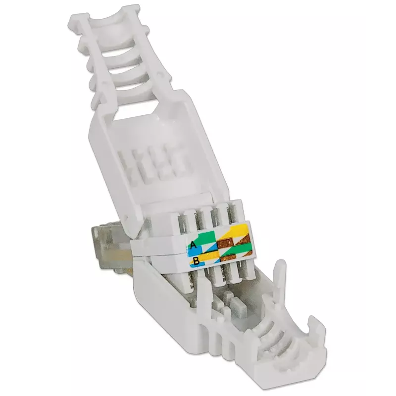 Intellinet RJ45 Modular Plug, werkzeugloser Steckverbinder, Cat5/5e/6, 22-26 AWG massive und flexible UTP-Kabel