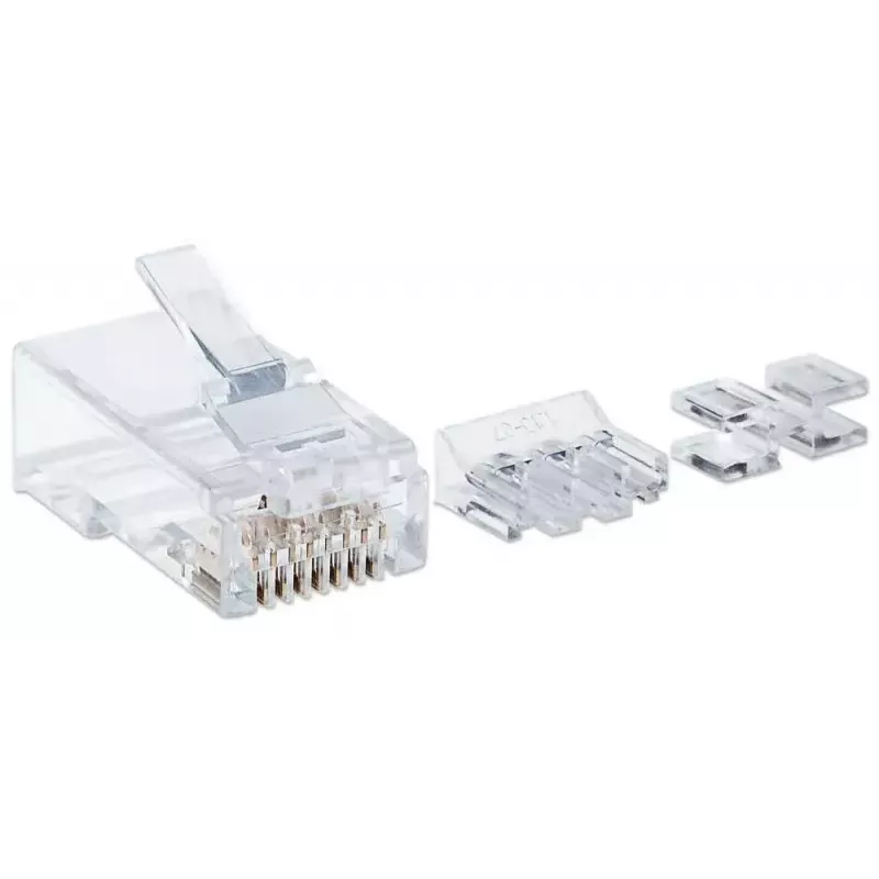 Intellinet RJ45 Modularstecker Pro Line, Cat6A, UTP, 3-zinkig, für Massivdraht, 50 µ vergoldete Kontakte, 80er-Pack