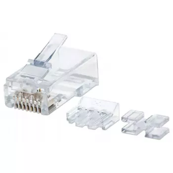 Intellinet RJ45 Modularstecker Pro Line, Cat6A, UTP, 3-zinkig, für Massivdraht, 50 µ vergoldete Kontakte, 80er-Pack