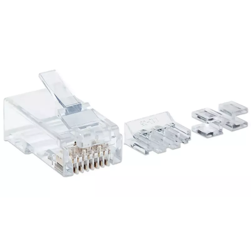 Intellinet RJ45 Modularstecker, Cat6A, UTP, 2-zinkig, für Litzenkabel, 15 µ vergoldete Kontakte, 80er-Pack