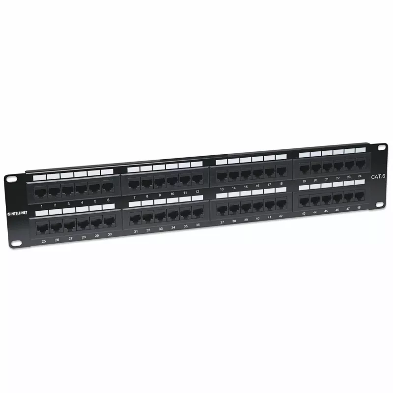 Intellinet Patch Panel, Cat6, UTP, 48-Port, 2U, Schwarz