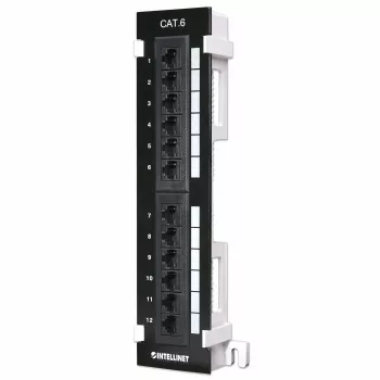 Intellinet Patch Panel, Cat6, Wandmontage, UTP, 12 Ports, Schwarz
