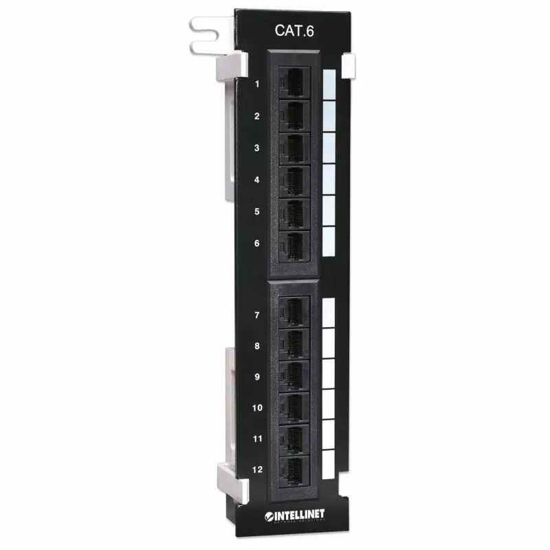 Intellinet Patch Panel, Cat6, Wandmontage, UTP, 12 Ports, Schwarz