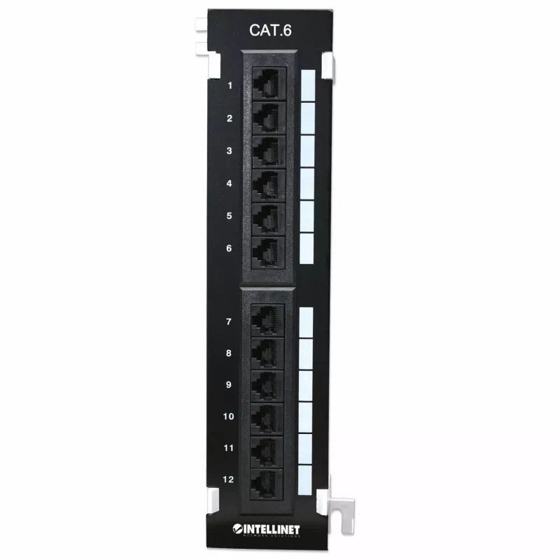 Intellinet Patch Panel, Cat6, Wandmontage, UTP, 12 Ports, Schwarz