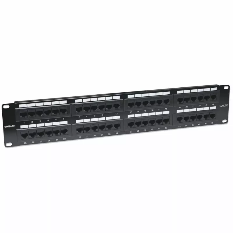 Intellinet Patch Panel, Cat5e, UTP, 48-Port, 2U, Schwarz