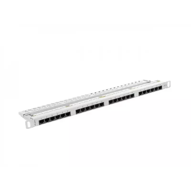 Patchpanel LANBERG PPU6-0024-S, 24‑Port Cat6, Metall, 0,5 HE, 440×22,3×99 mm