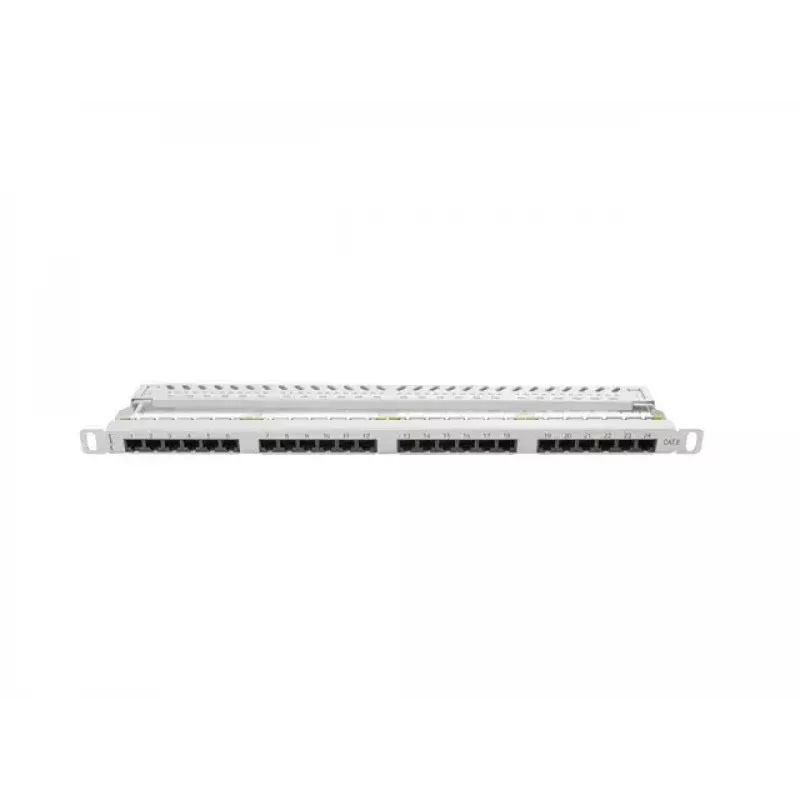 Patchpanel LANBERG PPU6-0024-S, 24‑Port Cat6, Metall, 0,5 HE, 440×22,3×99 mm