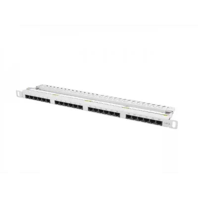 Patchpanel LANBERG PPU6-0024-S, 24‑Port Cat6, Metall, 0,5 HE, 440×22,3×99 mm