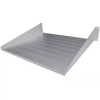 Intellinet 19-Zoll-Auslegerregal, 2HE, 2-Punkt-Frontmontage, 400mm Tiefe, belüftet, max. 25kg, Grau, Drei Jahre Garantie