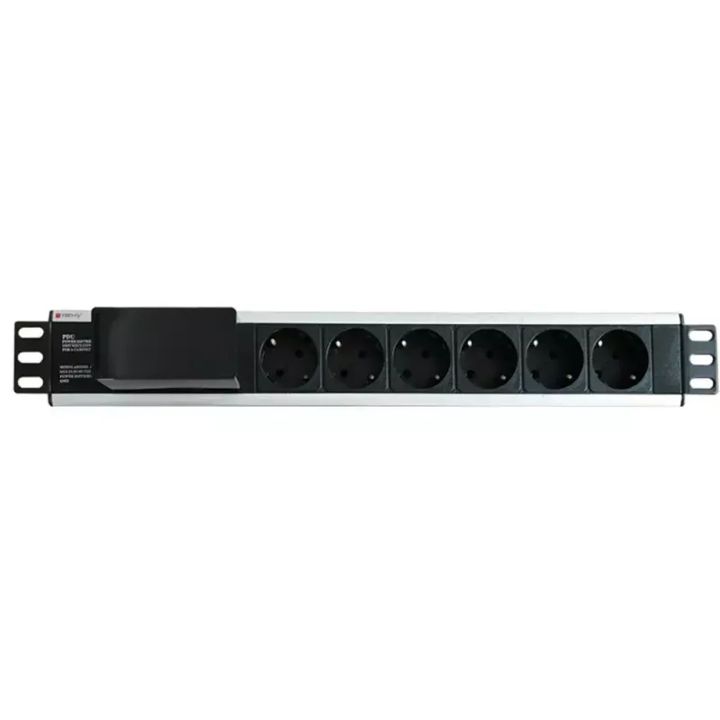 Techly I-CASE STRIP-16SH Steckdosenleiste (PDU) 6 AC-Ausgänge 1.5HE Schwarz, Silber