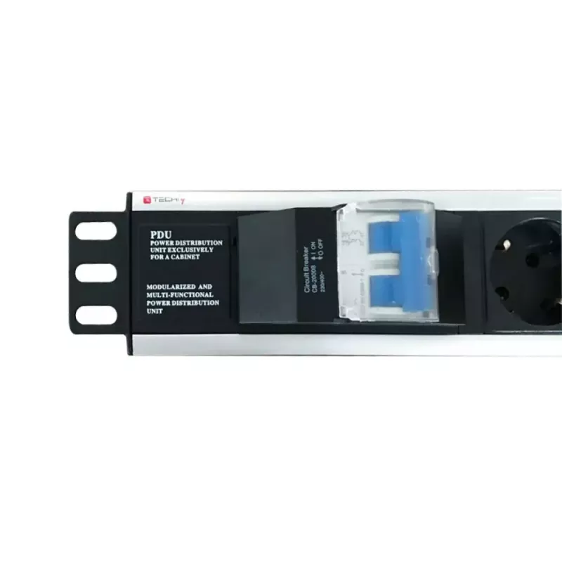 Techly I-CASE STRIP-16SH Steckdosenleiste (PDU) 6 AC-Ausgänge 1.5HE Schwarz, Silber