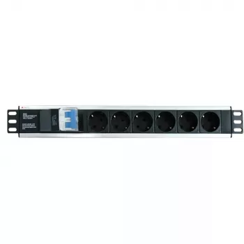 Techly I-CASE STRIP-16SH Steckdosenleiste (PDU) 6 AC-Ausgänge 1.5HE Schwarz, Silber
