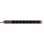 Techly Rack 19 Zoll Steckdosenleiste 8 Ausgänge Schukostecker, Power Bar, Schwarz, 1,05 kg