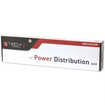 Techly Rack 19 Zoll Steckdosenleiste 8 Ausgänge Schukostecker, Power Bar, Schwarz, 1,05 kg