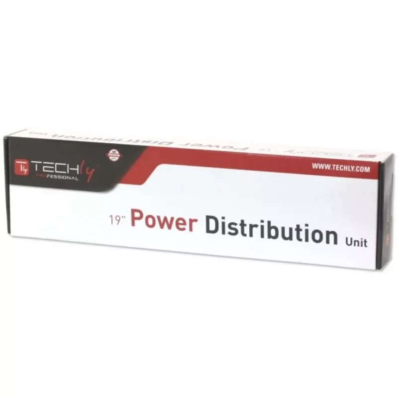 Techly Rack 19 Zoll Steckdosenleiste 8 Ausgänge Schukostecker, Power Bar, Schwarz, 1,05 kg