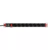 Techly Rack 19 Zoll Steckdosenleiste 8 Ausgänge Schukostecker, Power Bar, Schwarz, 1,05 kg