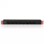 Techly Mehrfachsteckdose 8 Steckdosen für Rack 19 Zoll C14-Stecker 1 HE Schwarz Rot