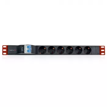 Techly I-CASE STRIP-61UD power distribution unit (PDU) 6 AC outlet(s) 1U Schwarz, Red