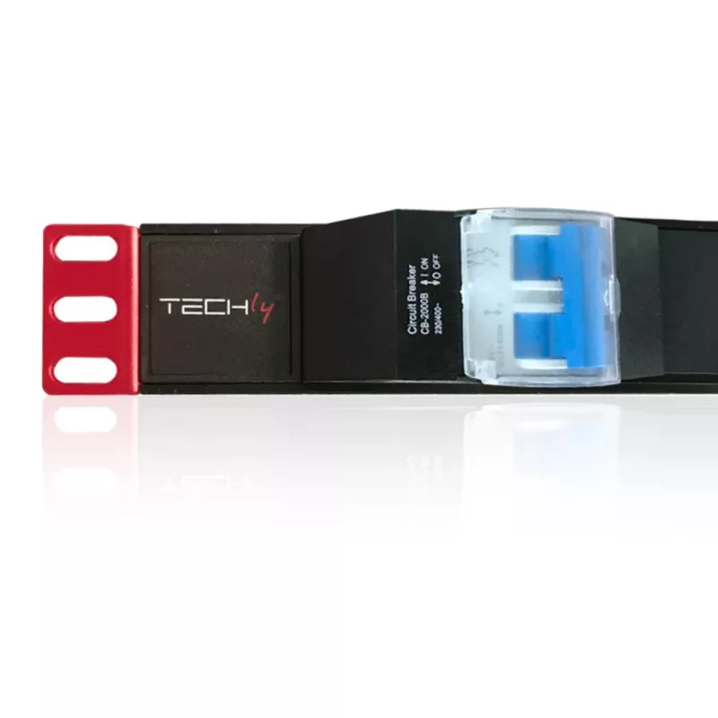 Techly I-CASE STRIP-61UD power distribution unit (PDU) 6 AC outlet(s) 1U Schwarz, Red