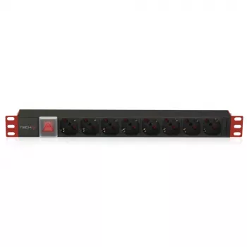Techly I-CASE STRIP-18C20 Stromverteilungseinheit (PDU) 8 AC-Ausgang/Ausgänge 1U Schwarz, Rot