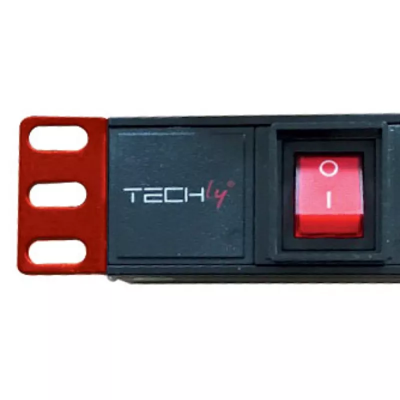 Techly I-CASE STRIP-18C20 Stromverteilungseinheit (PDU) 8 AC-Ausgang/Ausgänge 1U Schwarz, Rot