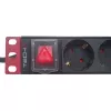 Steckdosenleiste Techly 9-fach 19 Zoll Rack Schuko-Stecker Schalter 1HE Schwarz Rot