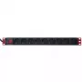 Steckdosenleiste Techly 9-fach 19 Zoll Rack Schuko-Stecker Schalter 1HE Schwarz Rot