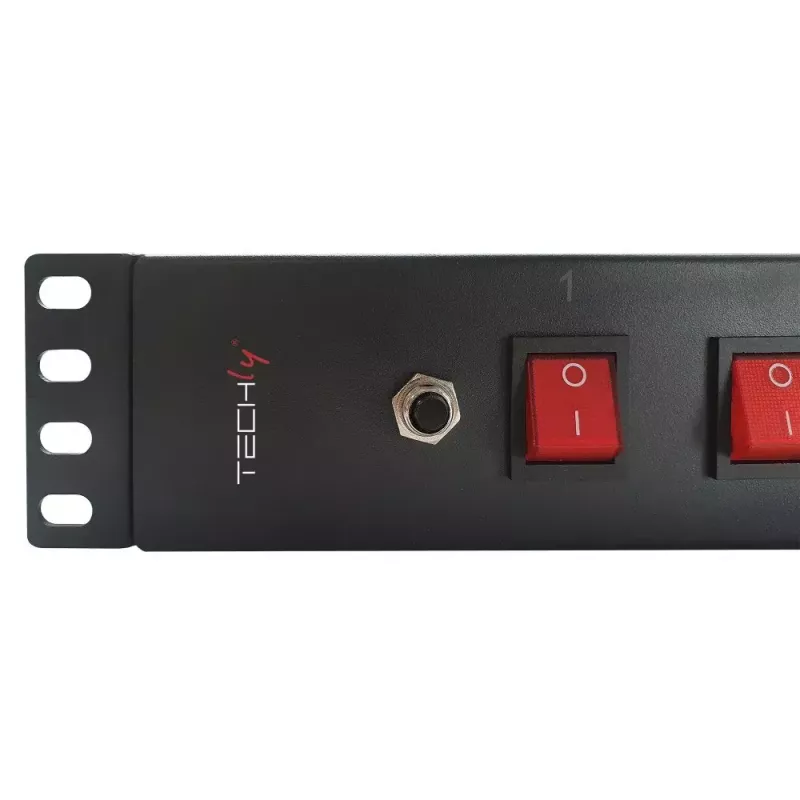 Techly 8-fach 19 Zoll Rack Power Strip mit 8 EIN/AUS-Schaltern 1,5HE
