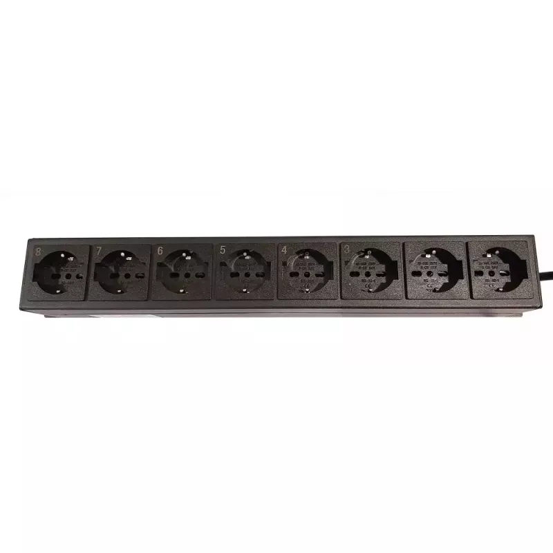 Techly 8-fach 19 Zoll Rack Power Strip mit 8 EIN/AUS-Schaltern 1,5HE