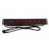 Techly 8-fach 19 Zoll Rack Power Strip mit 8 EIN/AUS-Schaltern 1,5HE